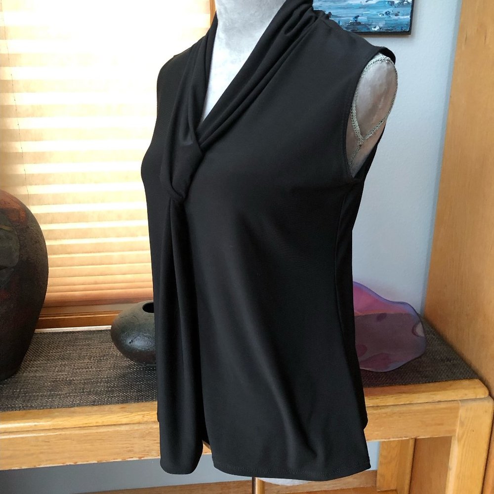 CANDID SOUL Sleeveless Blouse - Black - Size X-Large - V-neck with tie